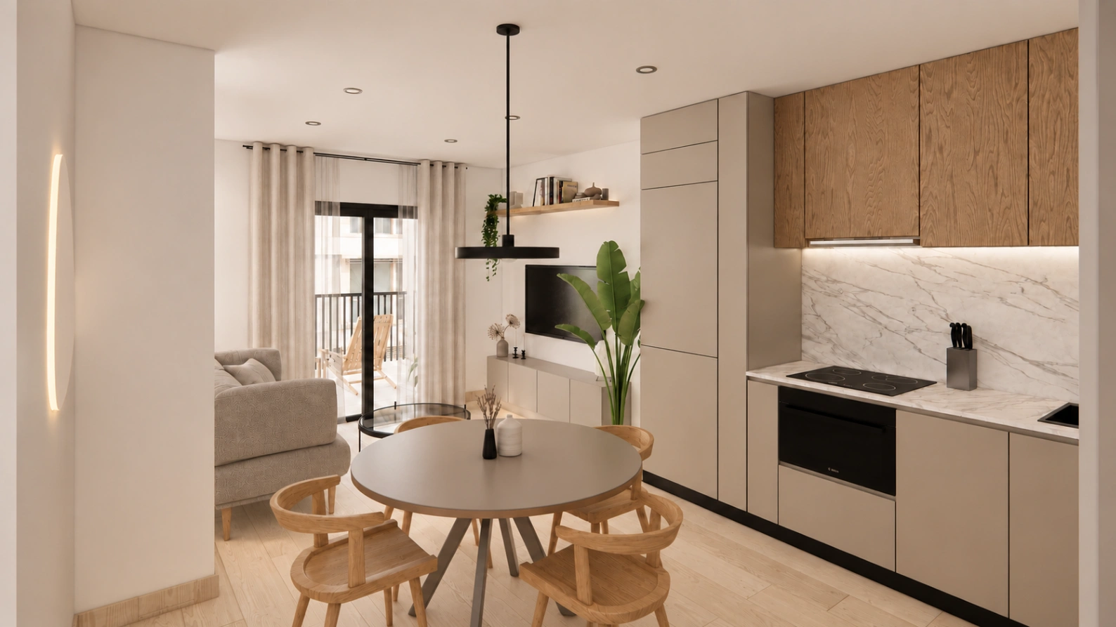 Salón, comedor y cocina de Centauro 18